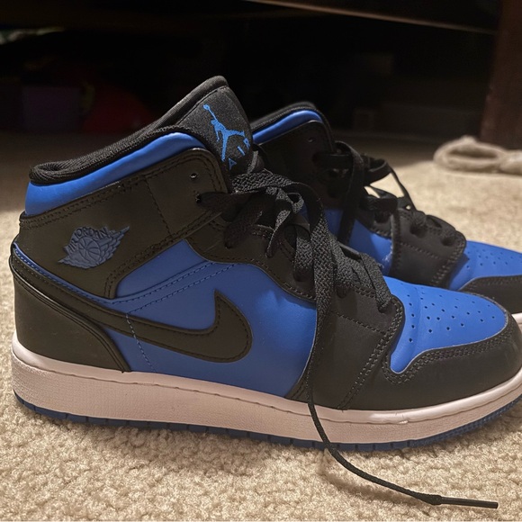 Air Jordan Black and Blue High-Top Sneakers - Picture 1 of 4